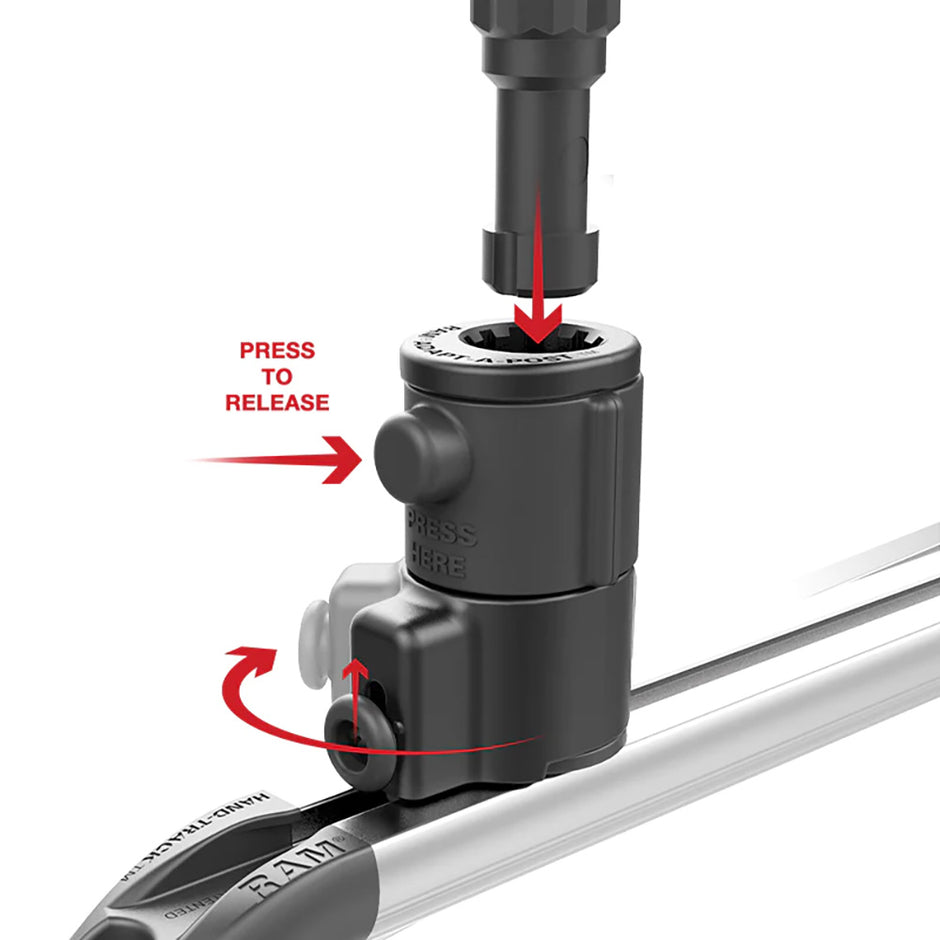 RAM Mount RAM Tube Jr Holder wUniversal AdaptAPost Track Base  4 Post RAP390SAAPUTU