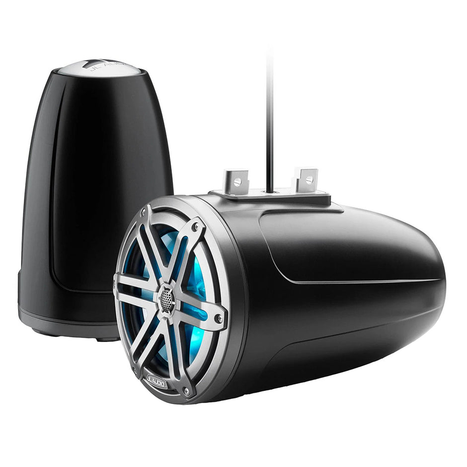 JL Audio M3 Series 77 Enclosed Tower Coaxial System wGrey Metallic Sport Grille  RGB LED Lighting  M3770ETXv3SbSGmi