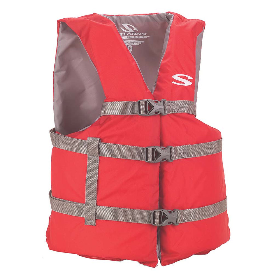 Stearns PFD 2001 Adult Boat Universal Red Display fAdults Over 90lbs  Chest Size Of 50 2160925