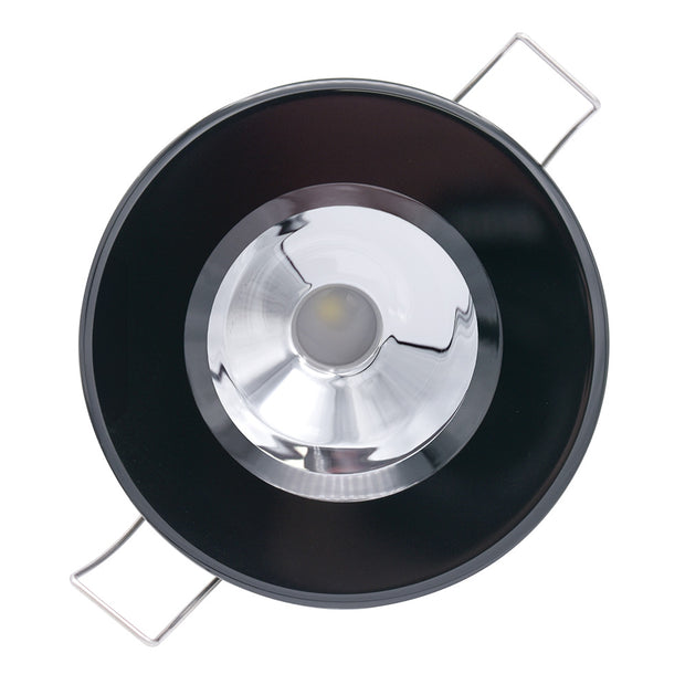 Lumitec Illusion Flush Mount LED Down Light  Warm White  Dimming  Black Housing  Chrome Reflector 117169