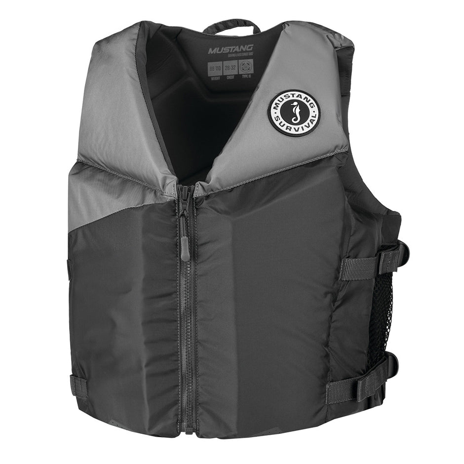 Mustang Young Adult REV Foam Vest  GreyLight GreyFluorescent Yellow  Universal MV3600028210