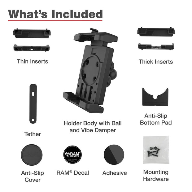 Ram Mount RAM QuickGrip Pro XL Phone Holder wBall  Vibration Damper RAMHOLPD7BVU