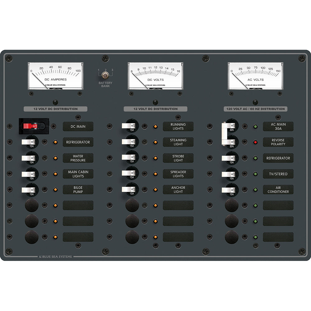 Blue Sea 8084 AC Main 6 PositionsDC Main 15 Positions Toggle Circuit Breaker Panel  White Switches 8084