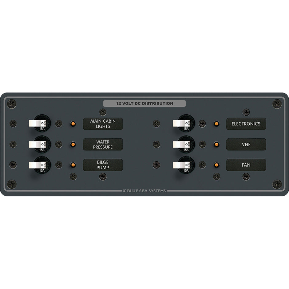 Blue Sea 8096 DC 6 Position Toggle Branch Circuit Breaker Panel  White Switches 8096