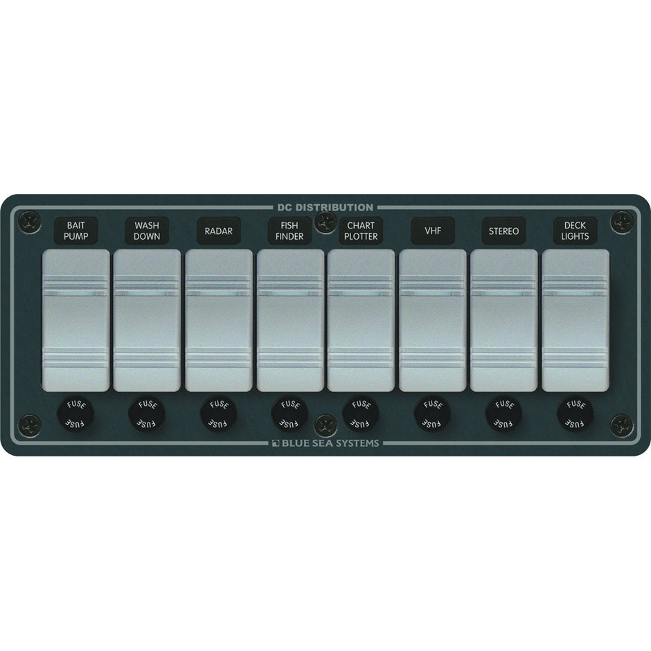 Blue Sea 8261 Waterproof Panel 8 Position  Slate Grey 8261