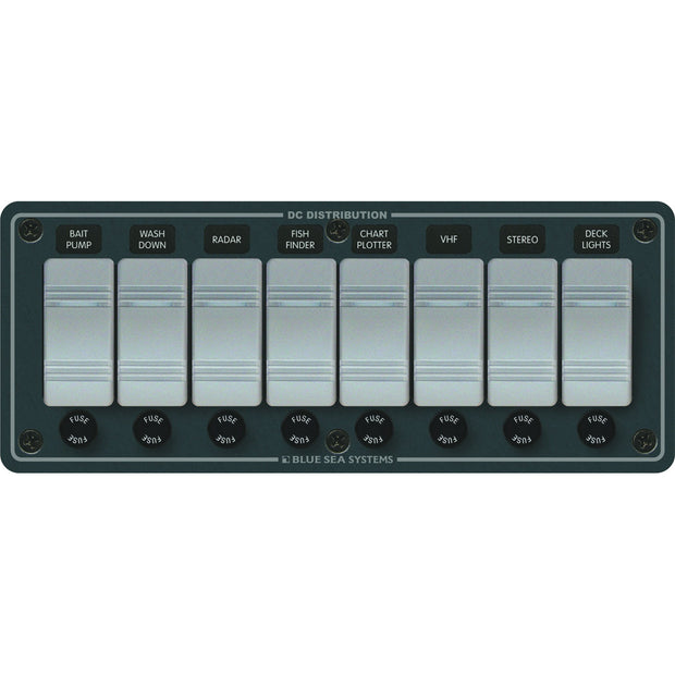 Blue Sea 8261 Waterproof Panel 8 Position  Slate Grey 8261