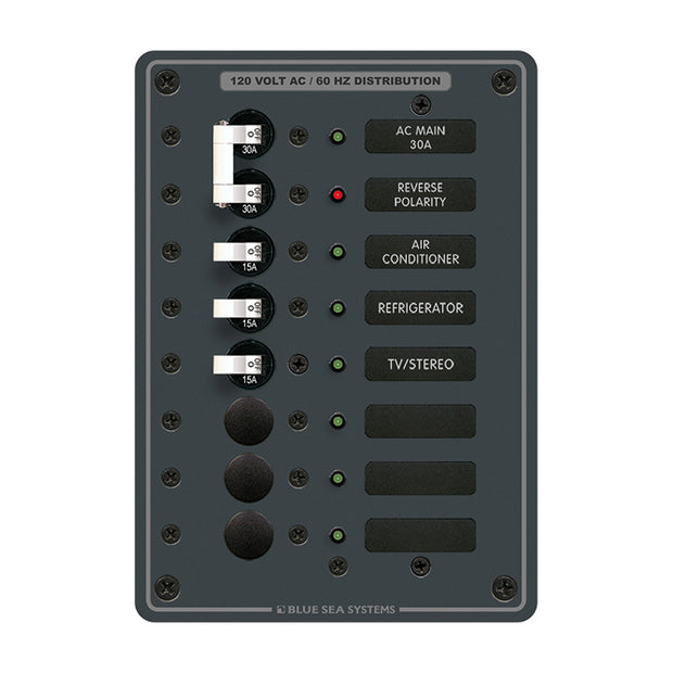 Blue Sea 8027 AC Main 6 Position Breaker Panel  White Switches 8027