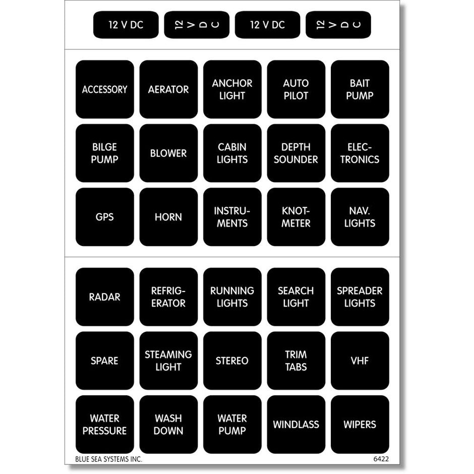 Blue Sea 4215 Square Format Label Set  30 4215