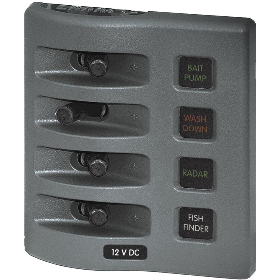 Blue Sea 4304 WeatherDeck Water Resistant Fuse Panel  4 Position  Grey 4304