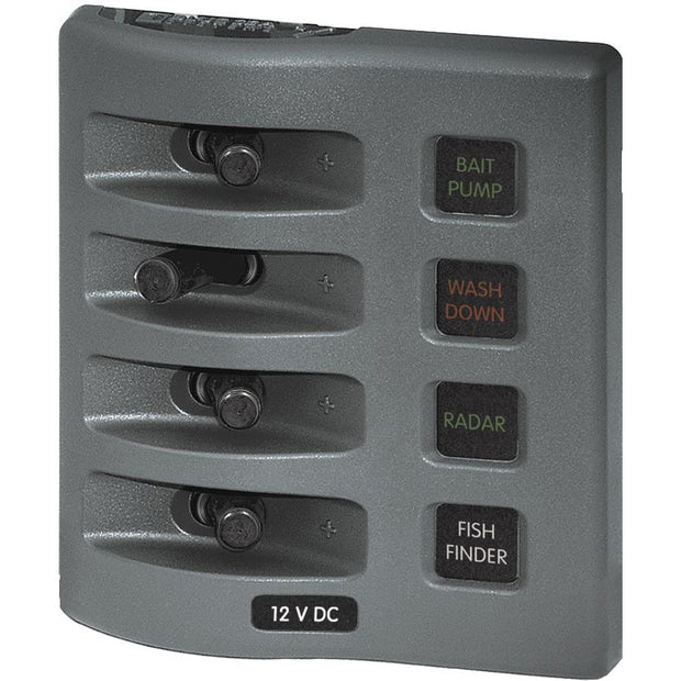 Blue Sea 4304 WeatherDeck Water Resistant Fuse Panel  4 Position  Grey 4304