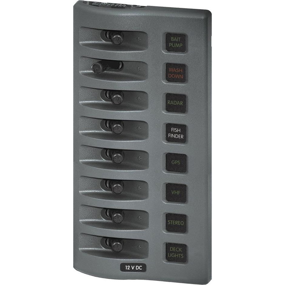 Blue Sea 4308 WeatherDeck Water Resistant Fuse Panel  8 Position  Grey 4308