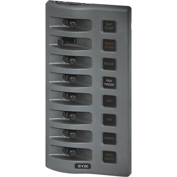 Blue Sea 4308 WeatherDeck Water Resistant Fuse Panel  8 Position  Grey 4308