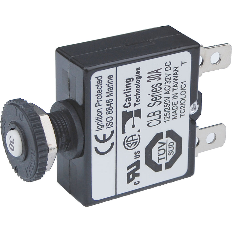 Blue Sea 7059 30A Push Button Thermal with Quick Connect Terminals 7059