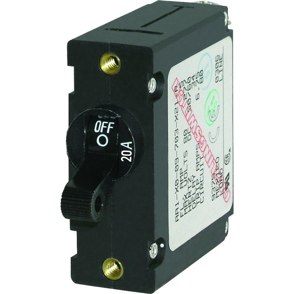 Blue Sea 7212 AC  DC Single Pole Magnetic World Circuit Breaker    20 Amp 7212