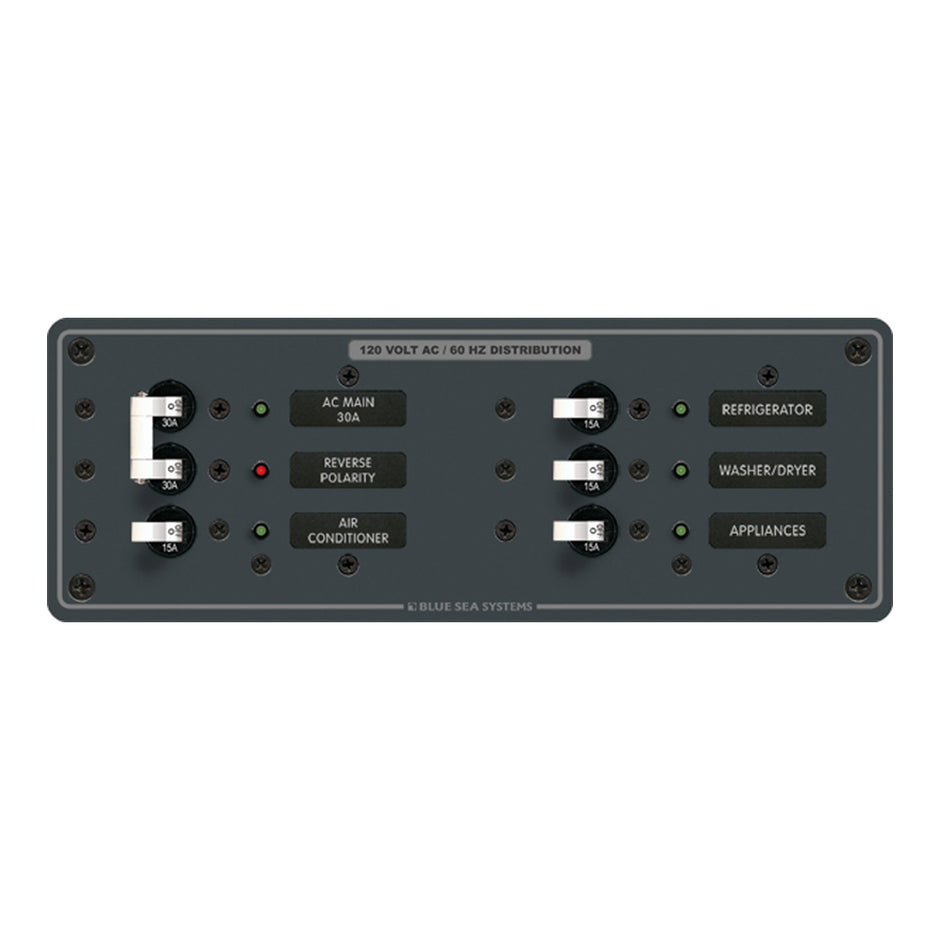 Blue Sea 8099 AC Main 4 Positions Toggle Circuit Breaker Panel  White Switches 8099