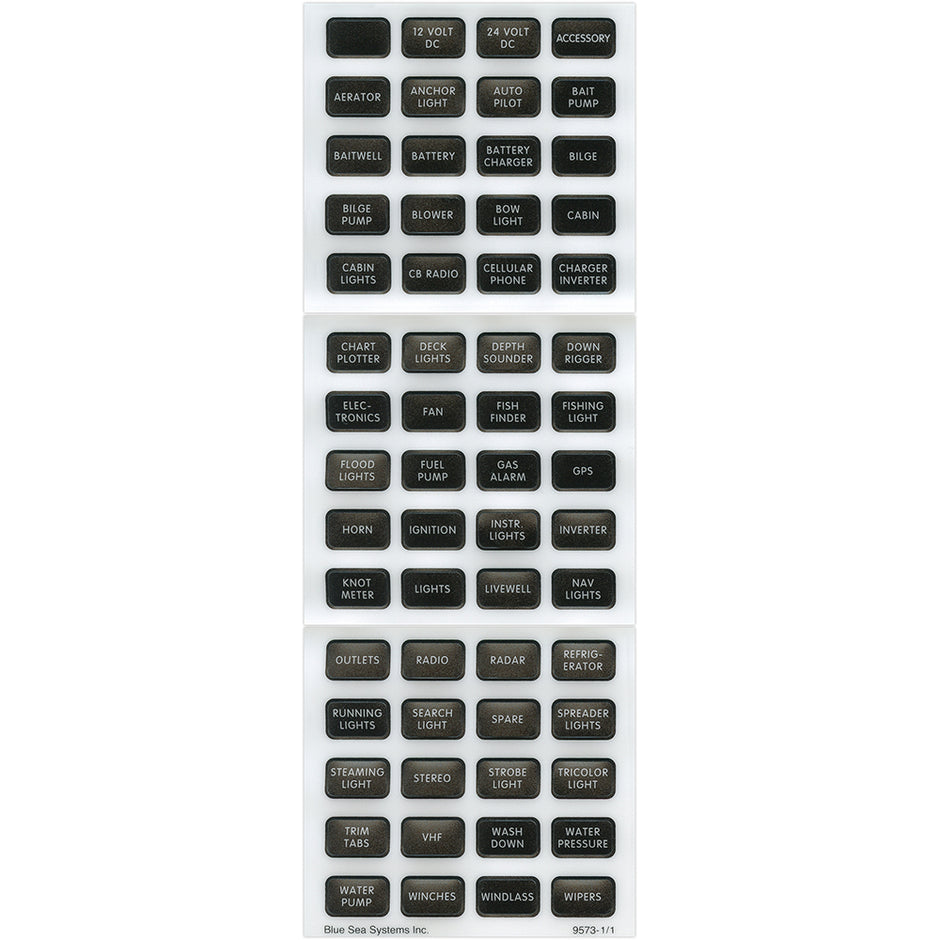 Blue Sea 8214 Black Small Format Label Kit  60 Labels 8214