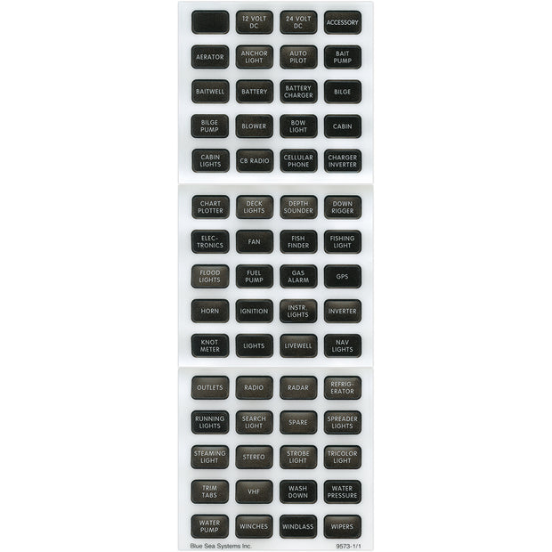 Blue Sea 8214 Black Small Format Label Kit  60 Labels 8214