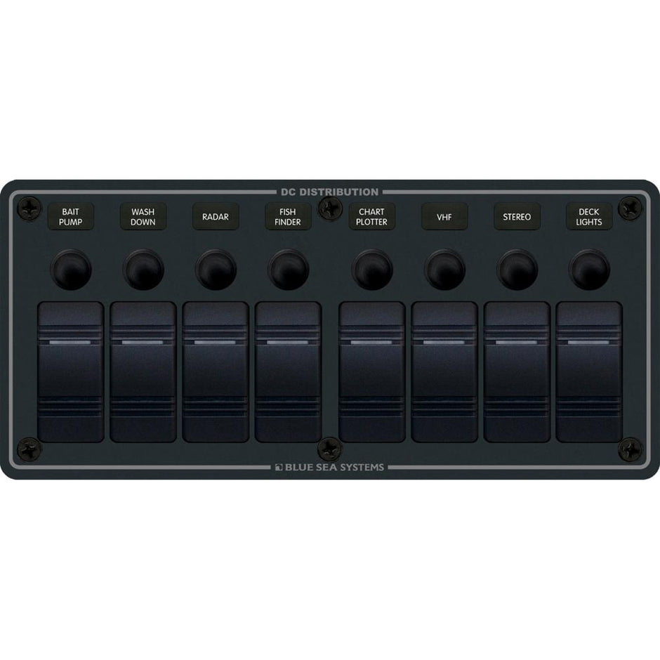 Blue Sea 8371 Water Resistant Panel  8 Position  Black  Horizontal Mount 8371