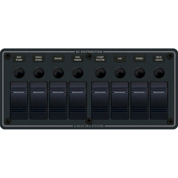 Blue Sea 8371 Water Resistant Panel  8 Position  Black  Horizontal Mount 8371