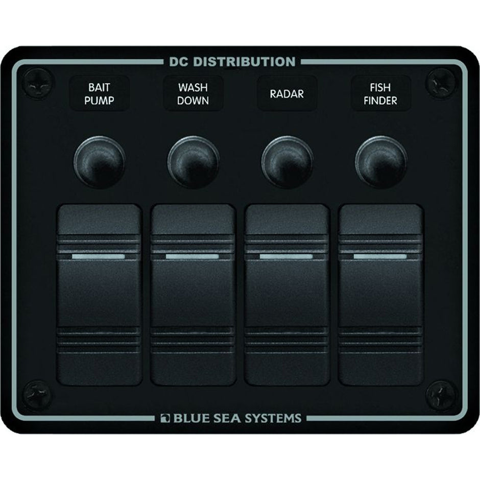 Blue Sea 8372 Water Resistant 4 Position  Black  Horizontal Mount Panel 8372