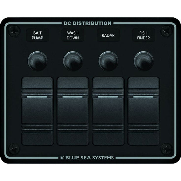 Blue Sea 8372 Water Resistant 4 Position  Black  Horizontal Mount Panel 8372