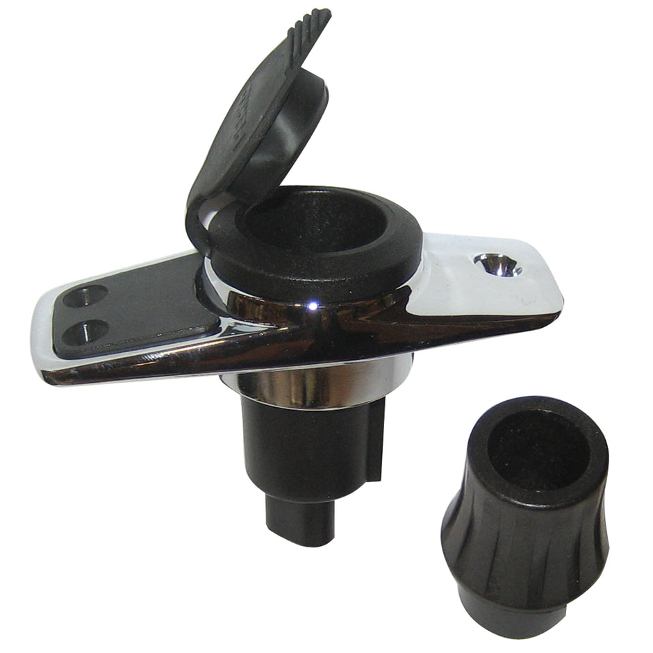 Perko Locking Collar Pole Light Mounting Base  2 Pin  Chrome Plated wBlack Cover 1060PB0DP
