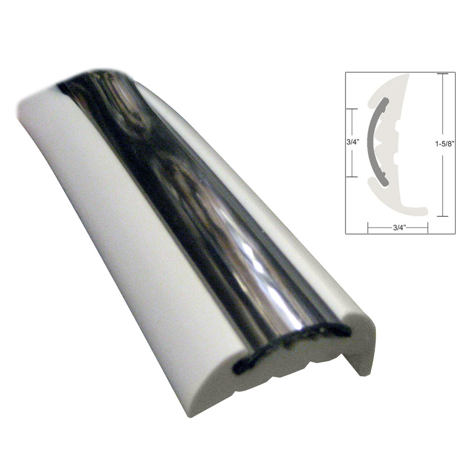 TACO SemiRigid Rub Rail Kit  White wFlex Chrome Insert  70 V119811WCM702