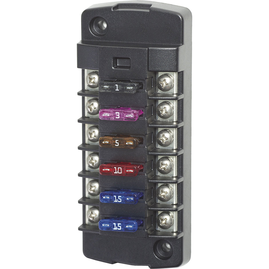 Blue Sea 5037 ST Blade Fuse Block wo Cover  6 Circuit Independent wo Negative Bus 5037