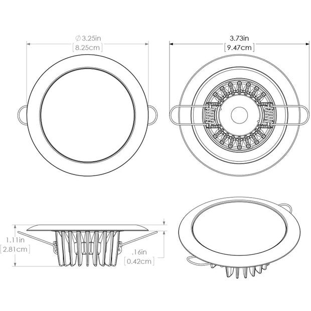 Lumitec Mirage  Flush Mount Down Light  Glass FinishWhite Bezel  Warm White Dimming 113129