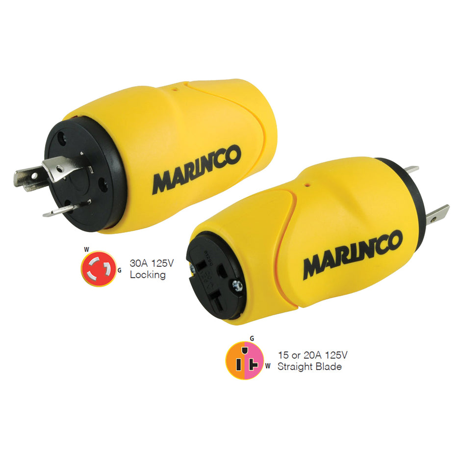 Marinco Straight Adapter 30A Male  15A Female S3015