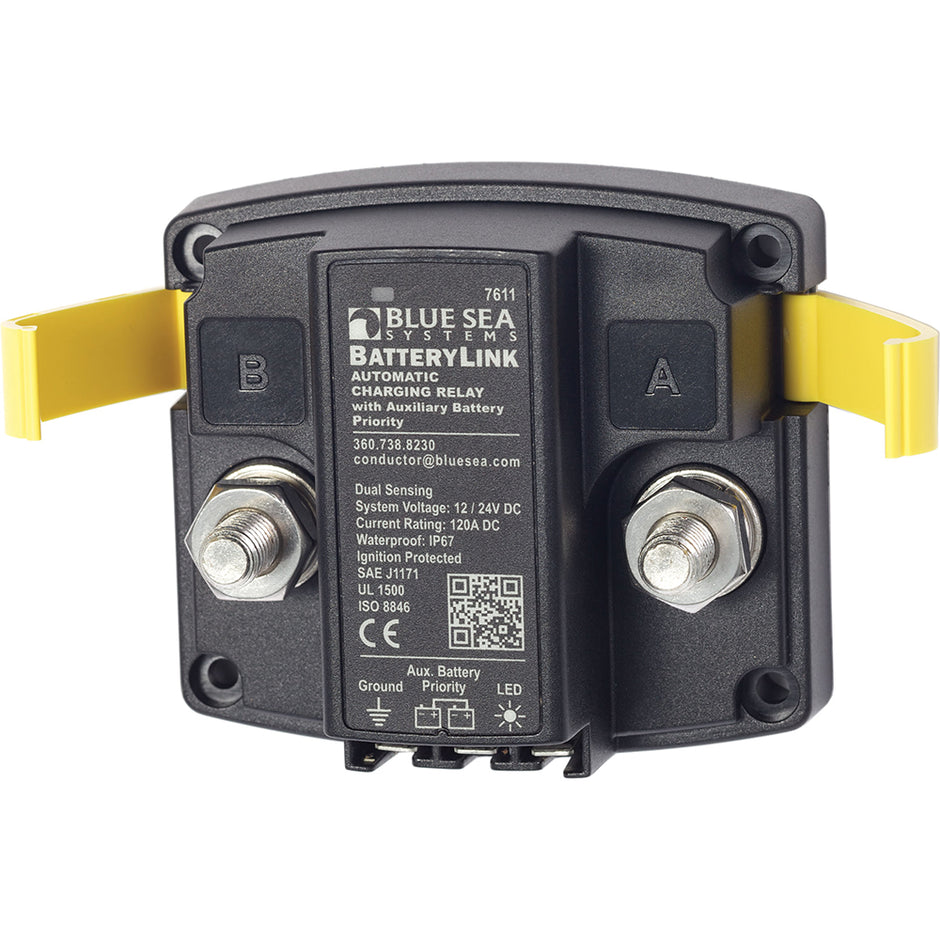 Blue Sea 7611 DC BatteryLink Automatic Charging Relay  120 Amp wAuxiliary Battery Charging 7611