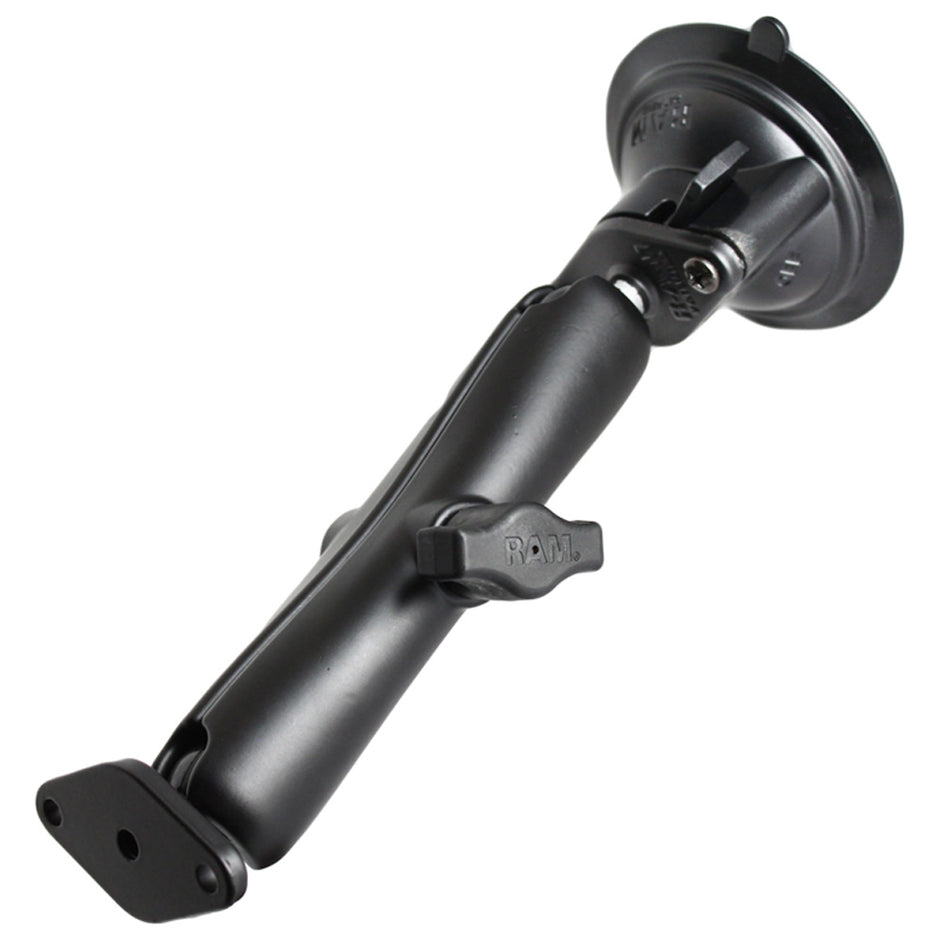 RAM Mount Twist Lock Suction Cup Mount wLong Double Socket Arm RAMB166UC