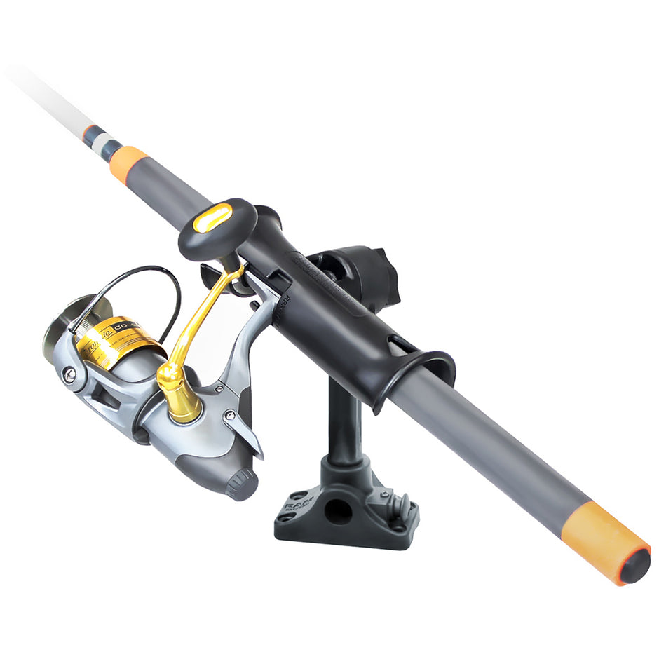RAM Mount RAM Tube Jr Fishing Rod Holder Standard 6 Length Post Spline  Combo BulkheadFlat Surface Base wPlunger