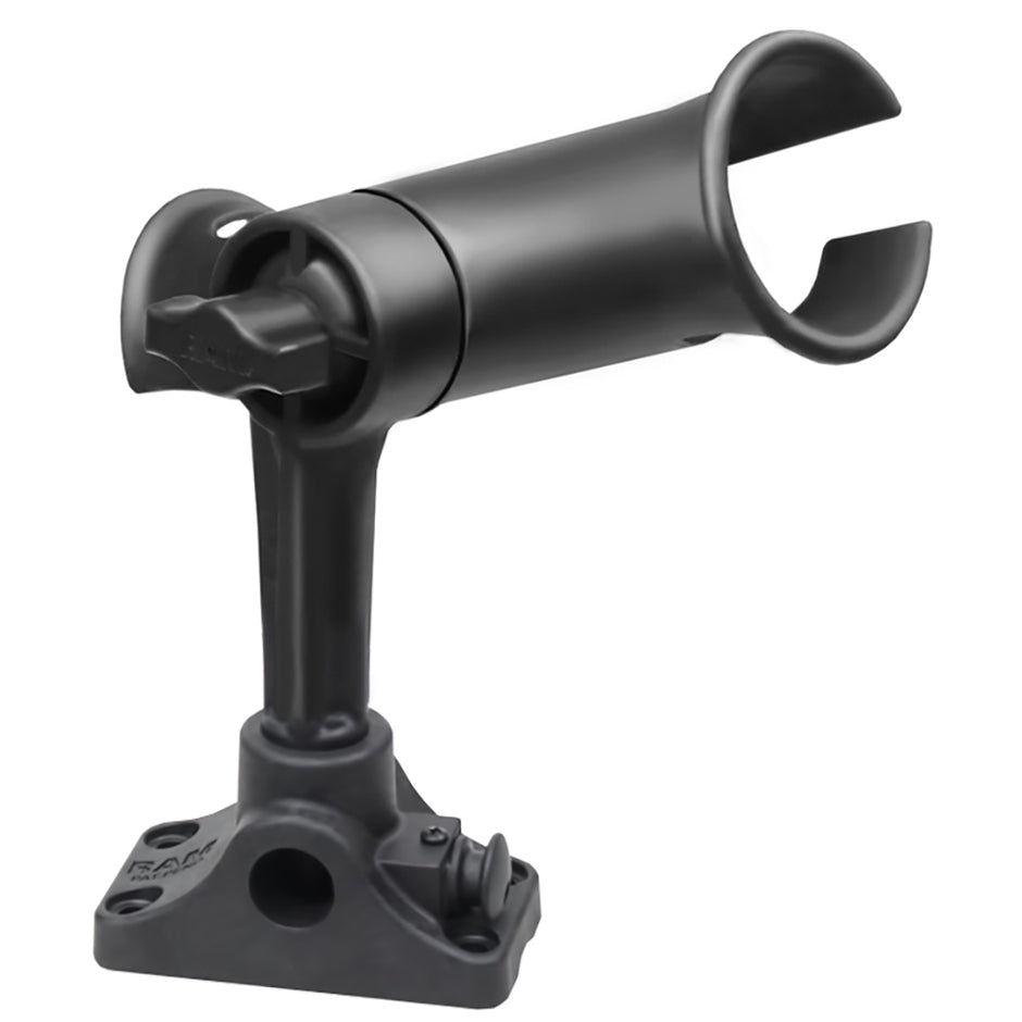 RAM Mount RAM Tube Jr Fishing Rod Holder Standard 4 Length Post Spline  Combo BulkheadFlat Surface Base wPlunger