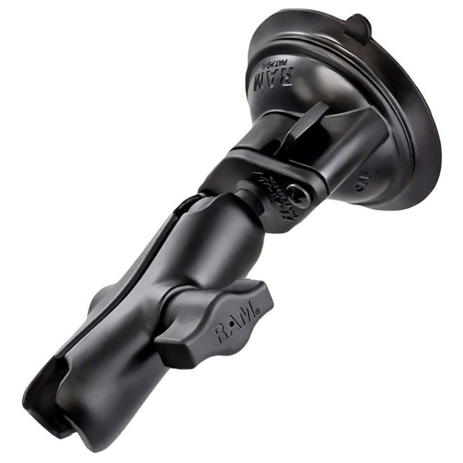 RAM Mount 1 Diameter Ball Standard Length Double Socket Arm w325 Diameter Suction Cup Twist Lock Base RAMB166103U