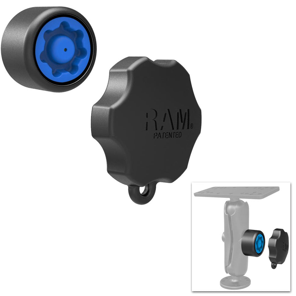 RAM Mount Mixed Combination PinLock Security Knob  Key Knob f1 Diameter B Size Arms RAPSKNOB3U