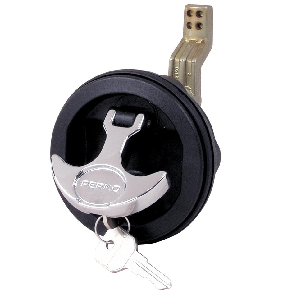 Perko Surface Mount  Latch   Black Body Chrome Handle Offset Cam Bar 34  238 1091DP1BLK