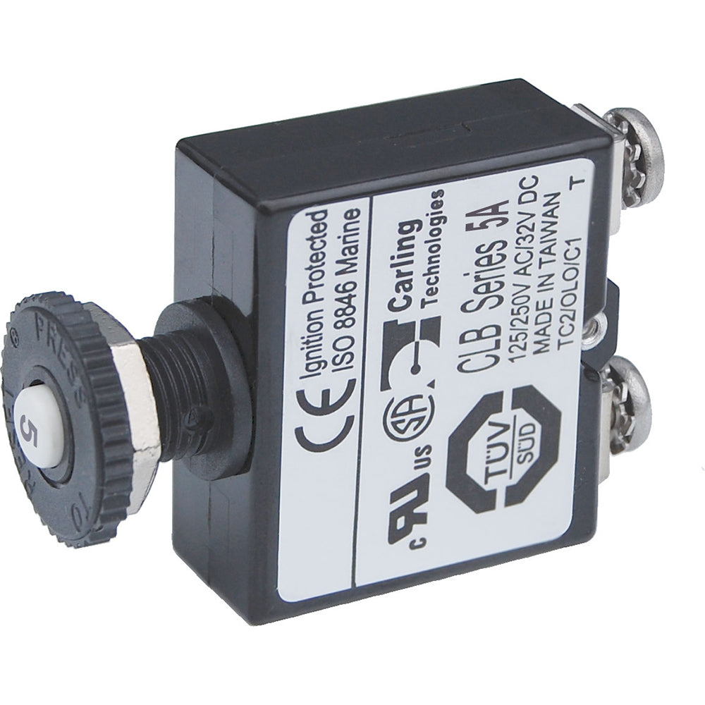 Blue Sea Push Button Reset Only Screw Terminal Circuit Breaker  5 Amps 2130
