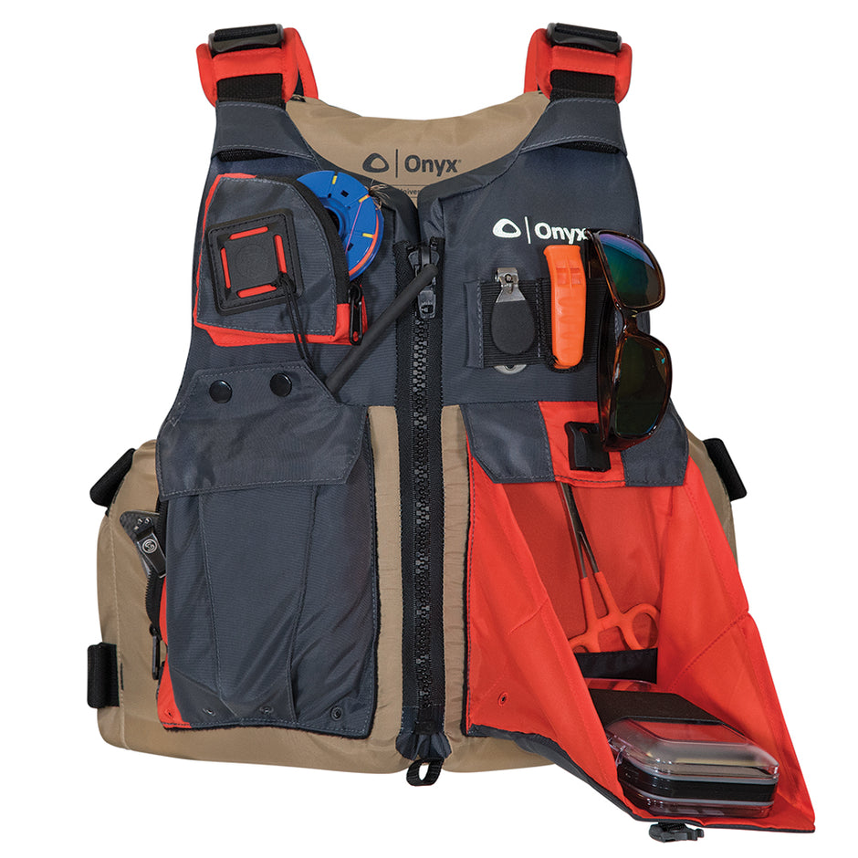 Onyx Kayak Fishing Vest  Adult Oversized  TanGrey 12170070600517