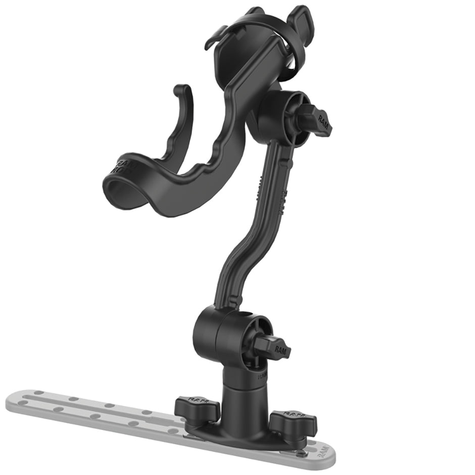 RAM Mount RAMROD Rod Holder with Spline Post Extension Arm and Track Base RAP114PA421