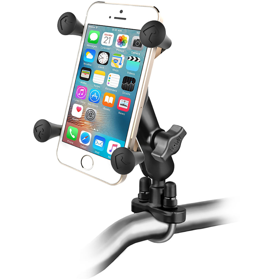 RAM Mount Handlebar Rail Mount wZinc Coated UBolt Base and Universal XGrip CelliPhone Cradle RAMB149ZUN7U