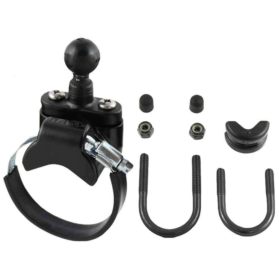 RAM Mount Rail Base wZinc Coated UBolt ATVUTV Strap  1 Ball for Rails to 315 in Diameter RAMB231Z2U