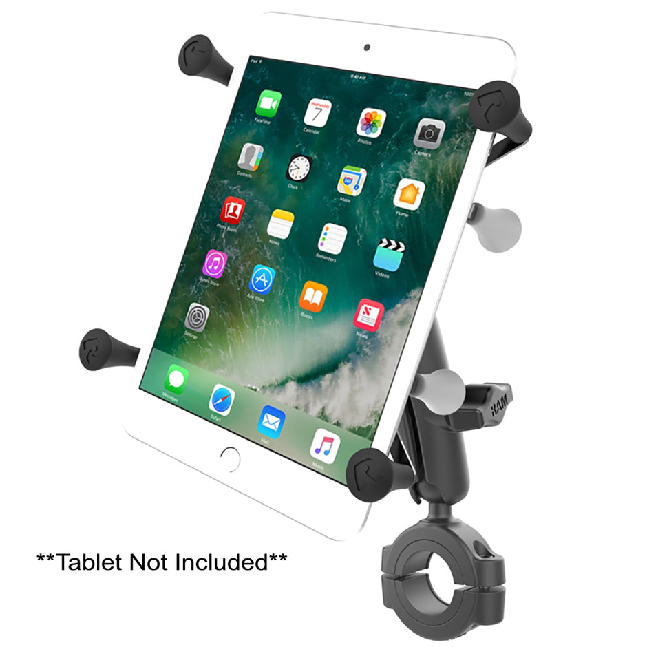 RAM Mount RAM Torque 1 18  1 12 Diameter HandlebarRail Base with 1 Ball Medium Arm and XGrip for 78 Tablets