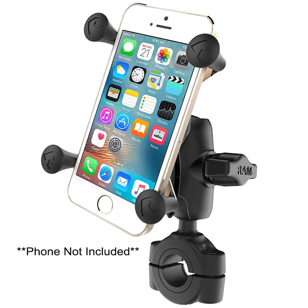 RAM Mount RAM Torque 34  1 Diameter HandlebarRail Base with 1 Ball Short Arm and XGrip for Phones RAMB408751AUN7U