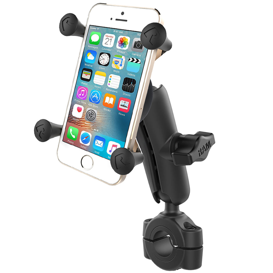 RAM Mount RAM Torque 34  1 Diameter HandlebarRail Base w1 Ball Medium Arm  XGrip fPhones RAMB408751UN7U