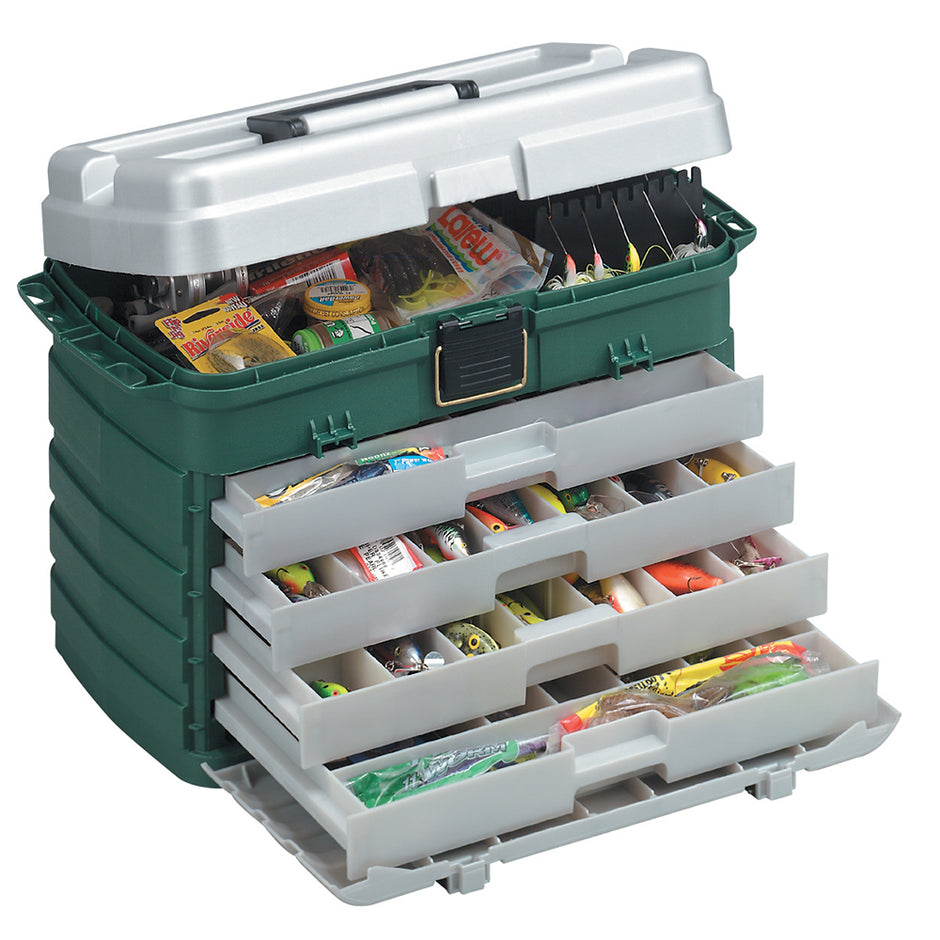 Plano 4Drawer Tackle Box  Green MetallicSilver 758005