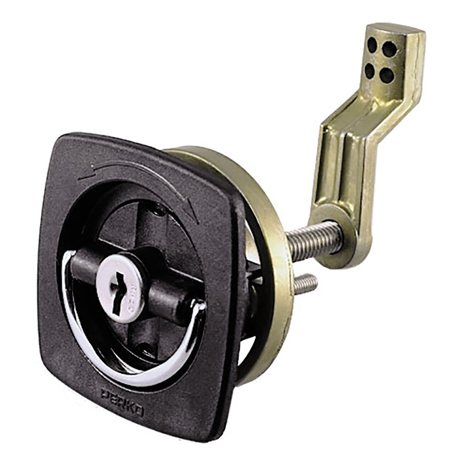 Perko Black Flush Lock  25 x 25 wOffset Cam Bar  Flexible Polymer Strike 0931DP1BLK
