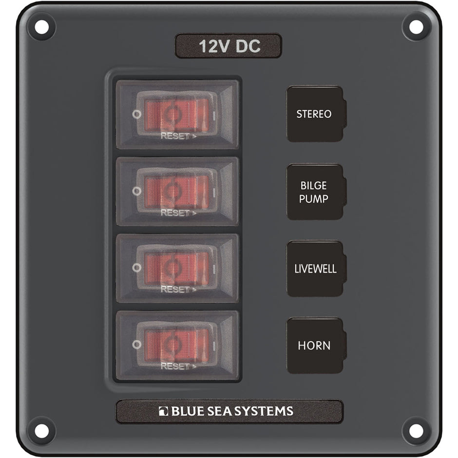 Blue Sea 4320 Circuit Breaker Switch Panel 4 Position  Gray 4320