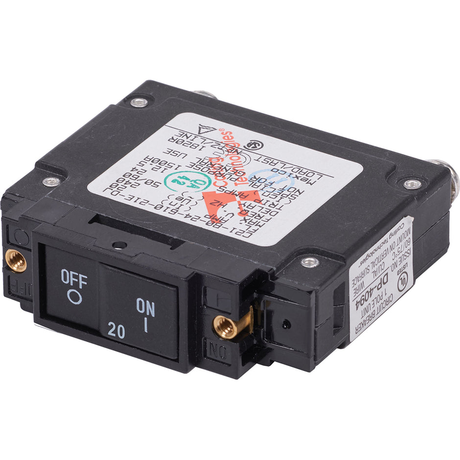 Blue Sea 7457 UL489 Circuit Breaker  20A Flat Rocker 7457