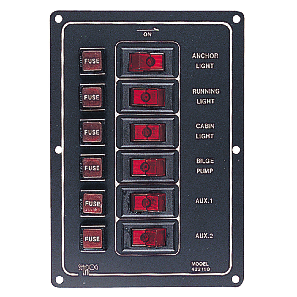 SeaDog Aluminum Switch Panel Vertical  6 Switch 4221101